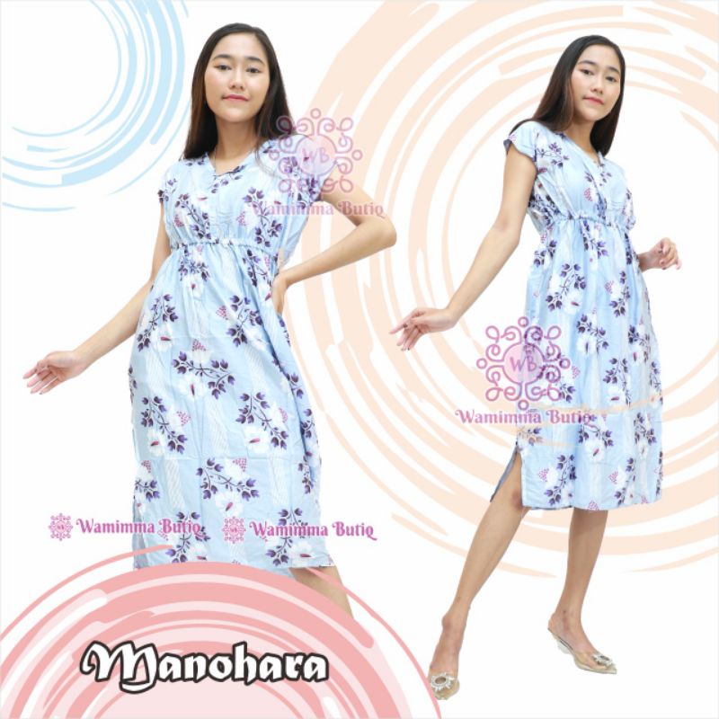 Daster Manohara Bali Daster Karet Pinggang Daster Kekinian Daster Viral Daster Manohara Panjang-Amora-Biru