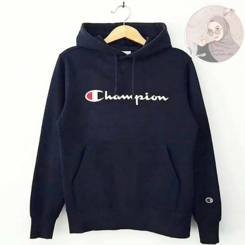 Hoodie Champion Original Biru Navy