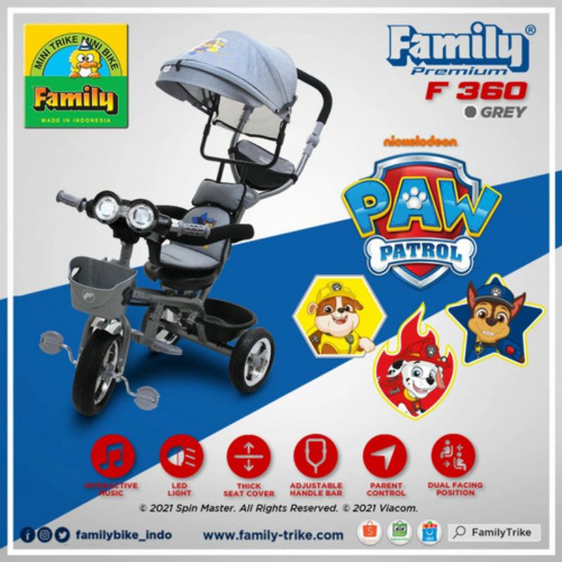 Sepeda anak roda tiga atau kereta dorong bayi family 360h stroller sepeda dorongan bayi