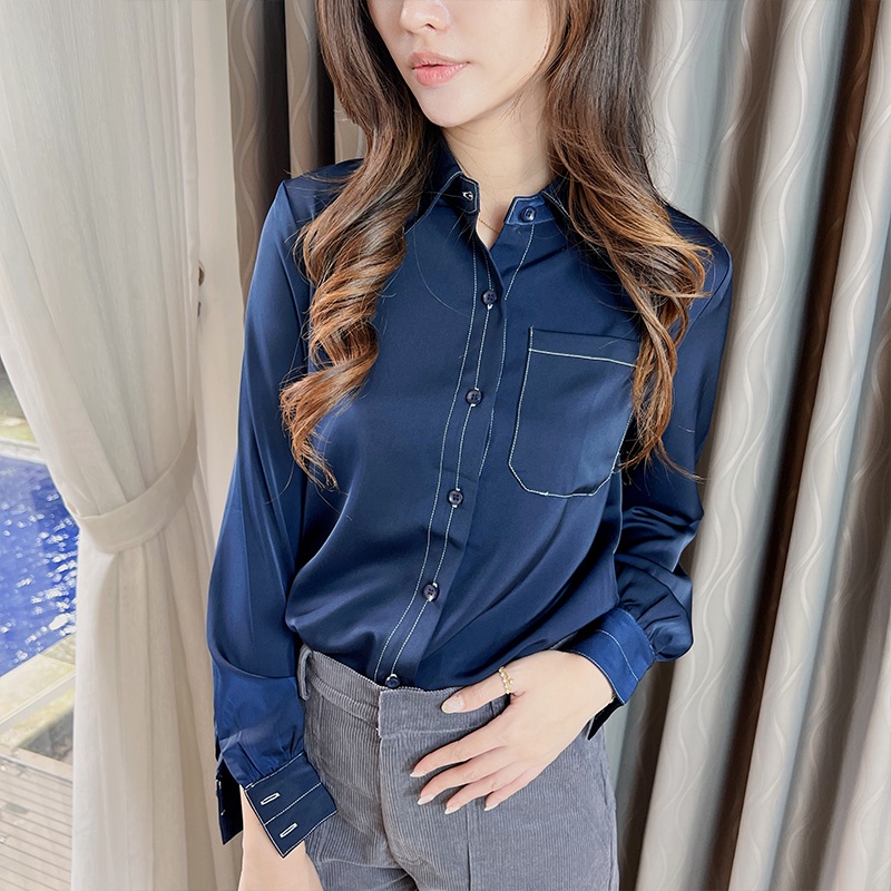 【SALE】Officie Basic Collar Blouse Minimalist top 2728  (S-XXL)