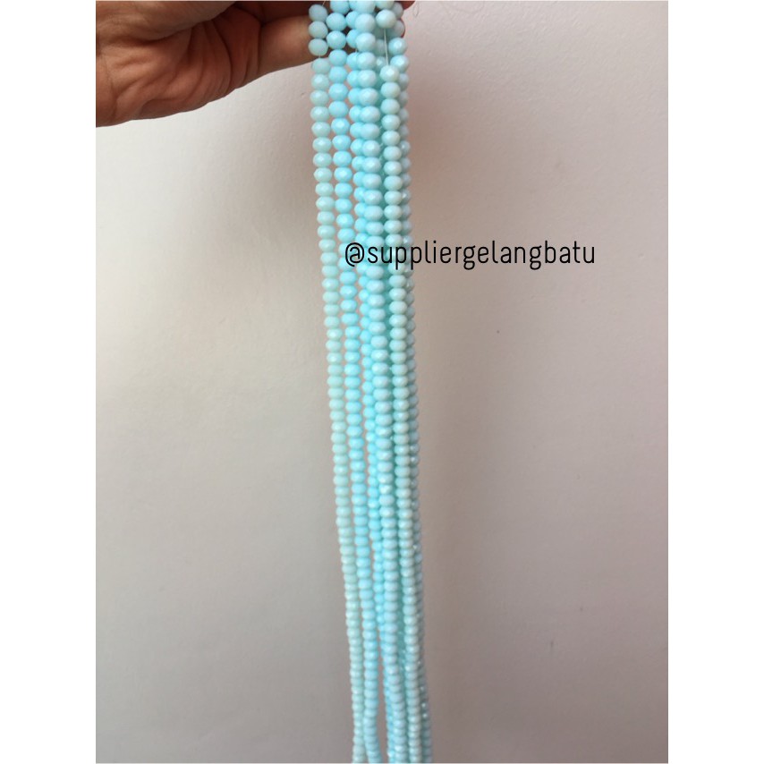 Crystal Ceko Doft 8mm BIRU LAUT muda blue beads manik donat rondel aksesoris craft fashion supplier