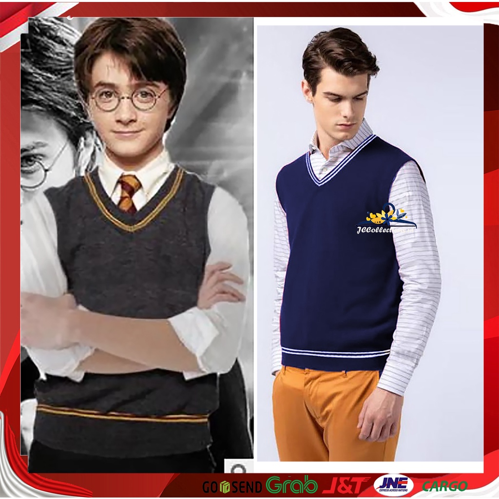 Rompi Rajut Hery Potter Pria Oversize Variasi List Herry Poter / Vest Heri Poter - JCCollections