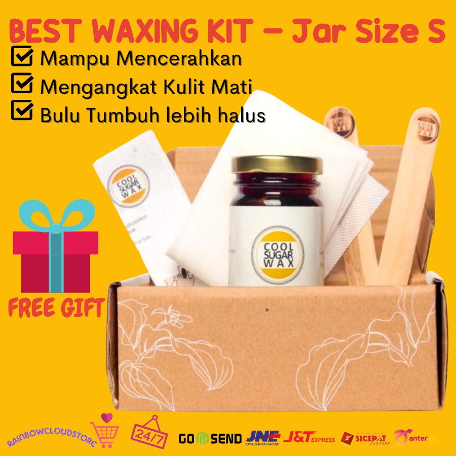 COOL SUGAR WAX ORI Jar S Penghilang Bulu Ketiak dan Betis Paket Lengkap Waxing Kit