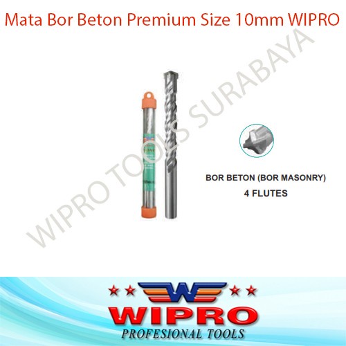 Mata Bor Beton Tembok Masonry Premium 4 Flute Size 10mm 10 mm WIPRO