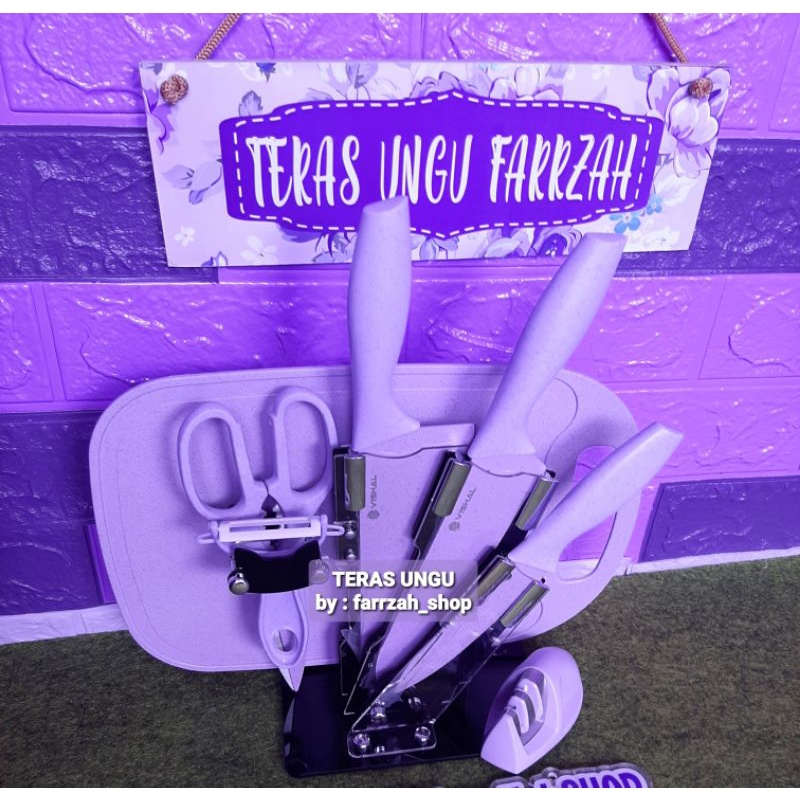 Pisau set ungu pisau set talenan ungu knife set ungu/  purple knife