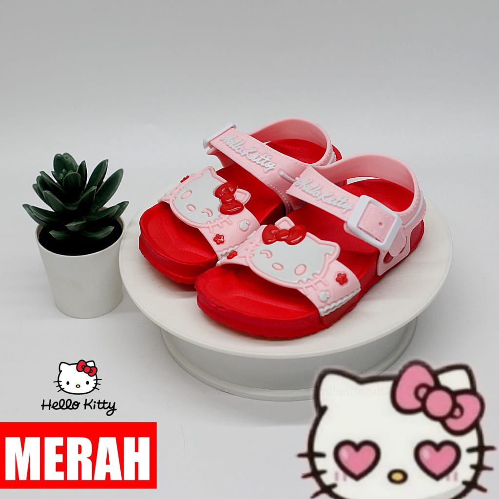 Sandal Anak Perempuan Bahan Karet Tali Karakter Hello Kitty Terbaru! Size 20-25 616-4