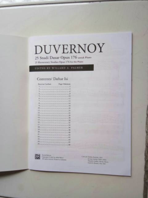 Buku piano Duvernoy 25 Elementary Studies opus 176