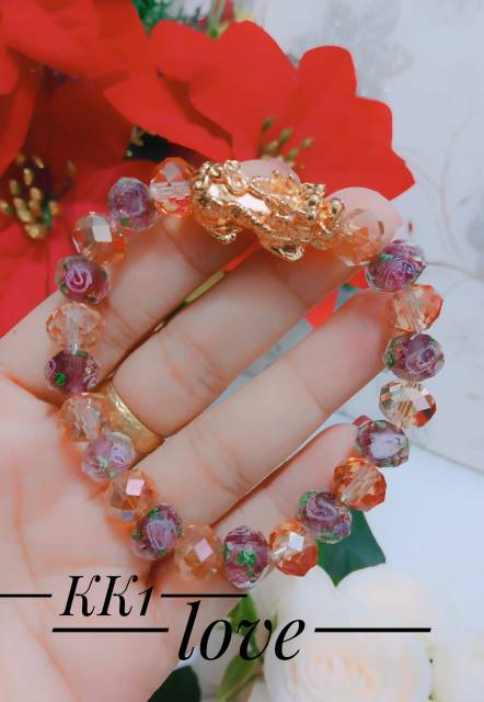 Xuping Gelang naga lapis emas 24k batu mawar 0111