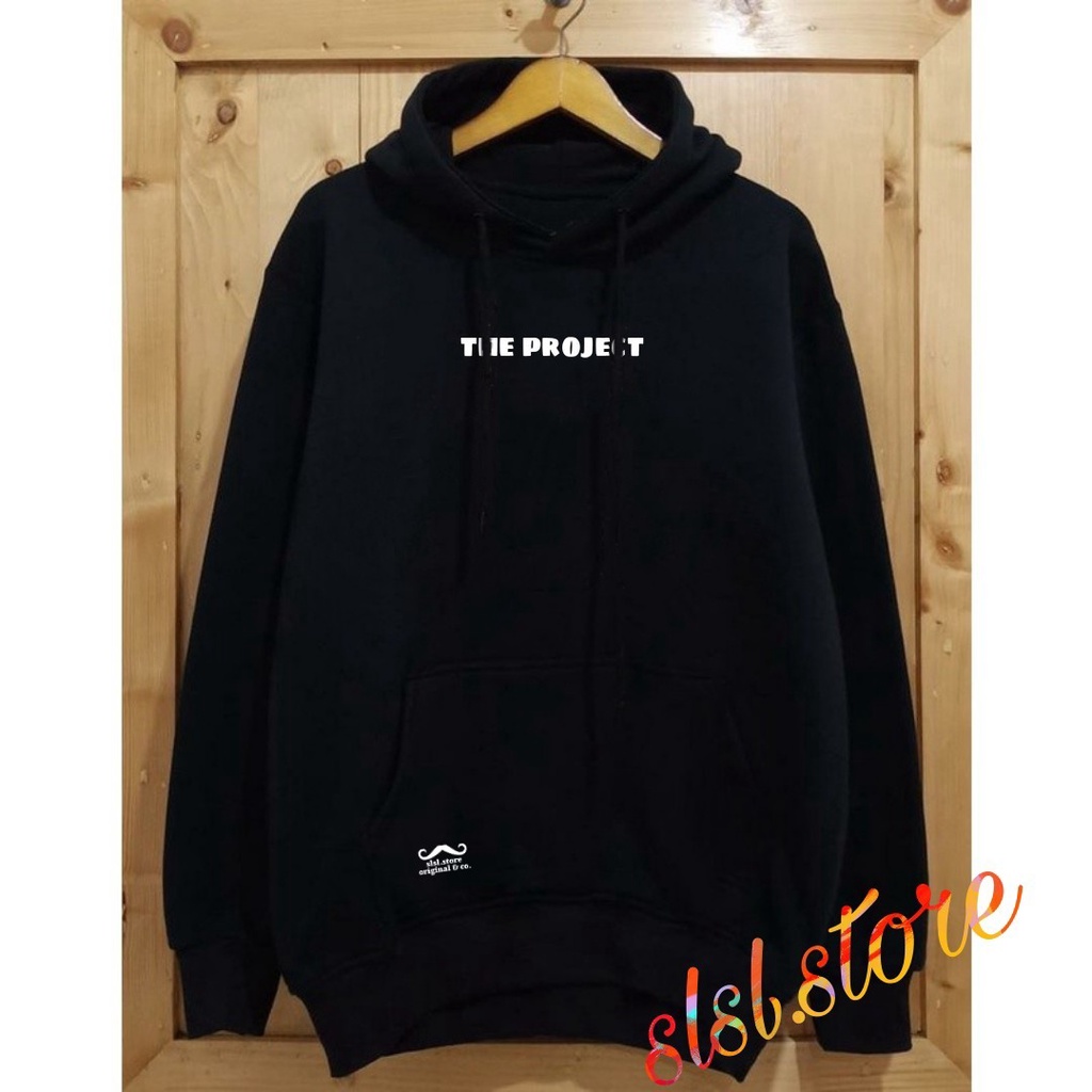 Hoodie Pria Dan Wanita Original The Project Brand Distro Kota Bandung Warna Hitam Sweater Hodie Bahan Katun Flece Casual Jumper