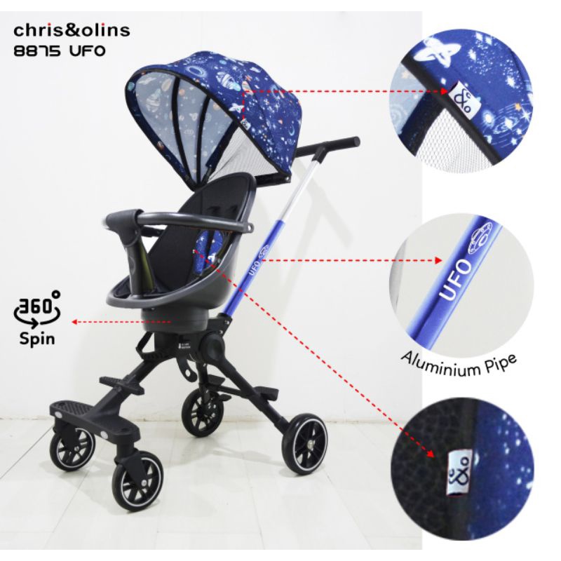 Makassar - Stroller Travelling Micro Trike Chris&amp;Olins 8875 UFO Full Rotate 360 Menyerupai Micro Trike V8