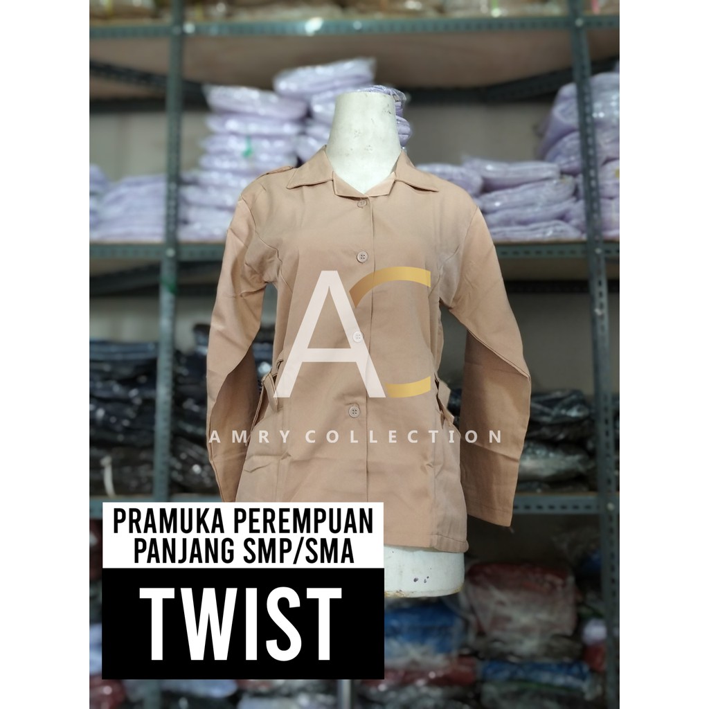 Seragam Pramuka perempuan panjang SD - SMP - SMA  bahan twist/licin Baju pramuka Seragam sekolah