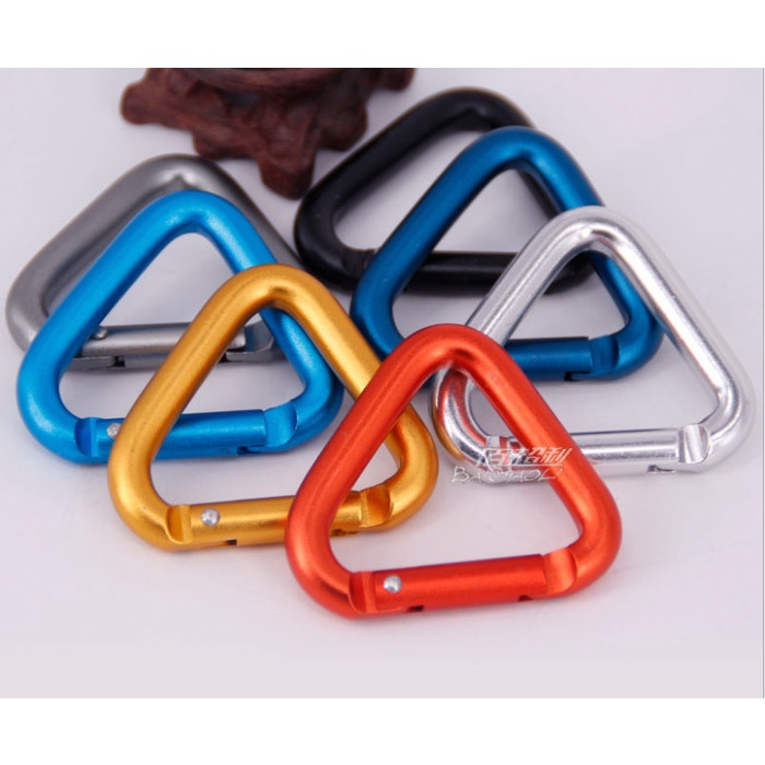 Aksesoris Carabiner Bentuk Segitiga Bahan Alumi warna lengkap kuat