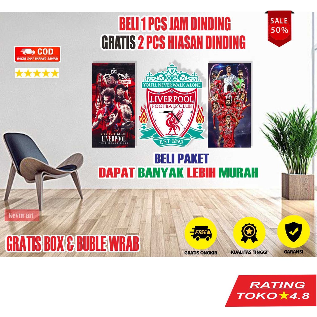 JAM DINDING UNIK MURAH LOGO LIVERPOOL MINIMALIS AESTHETIC KARAKTER ANIMASI KEREN CUSTOM HIASAN DINDING KAMAR TIDUR TEMPEL TEMBOK BESAR UKURAN JUMBO 3d NYALA ARTISTIK MODERN MEWAH KADO HADIAH PERNAK PERNIK HIASAN RUMAH PAJANGAN DINDING KAMAR AKSESORIS