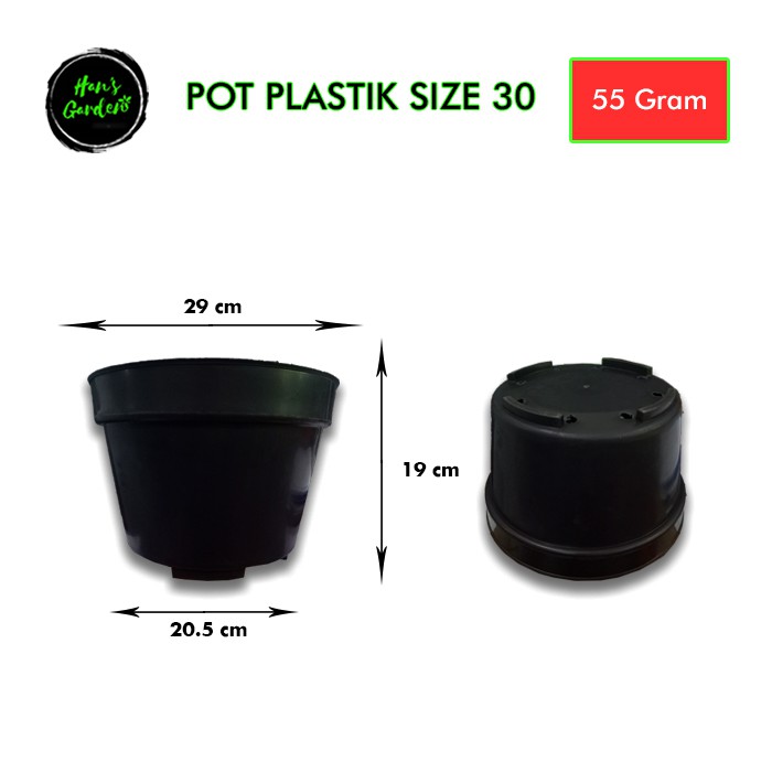 Pot 30 cm model morning inggi hitam pot bunga plastik grosir murah