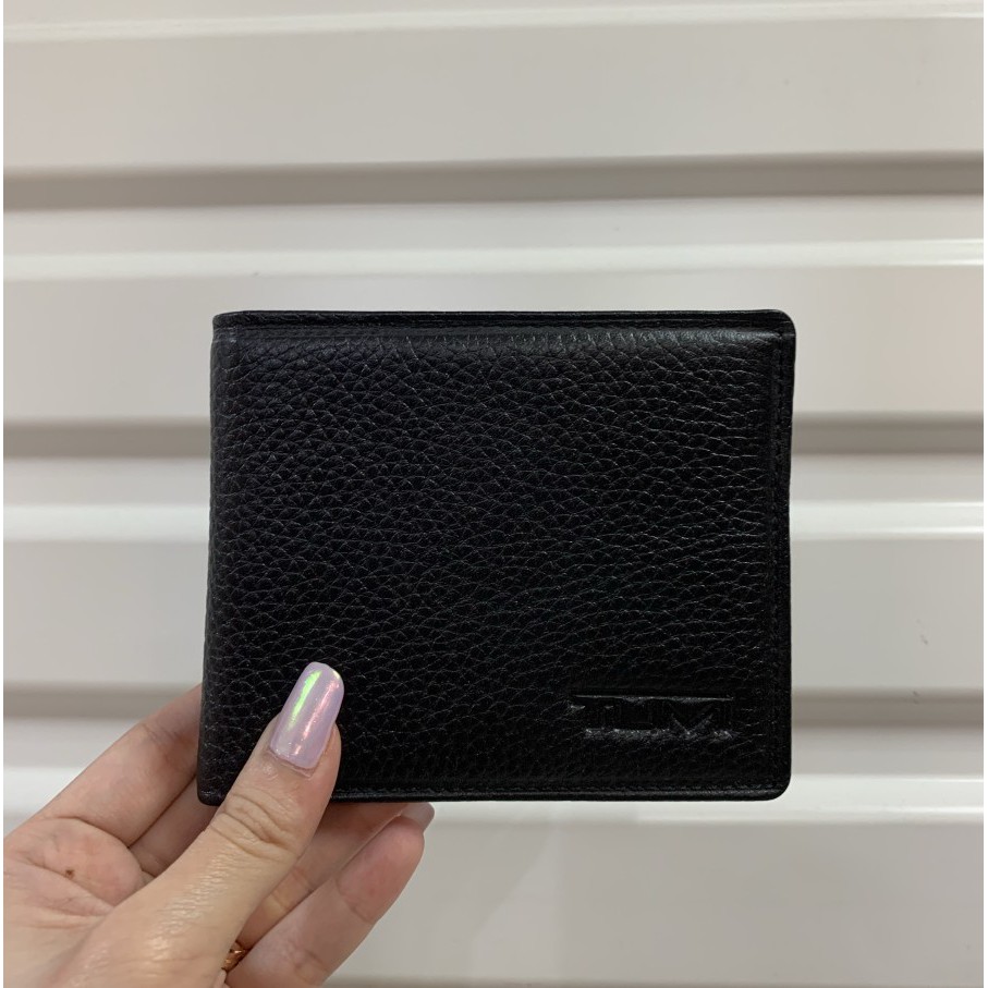 REAL PICTURE - Dompet Lipat Pria Tumi Full Kulit Jeruk - Premium Quality