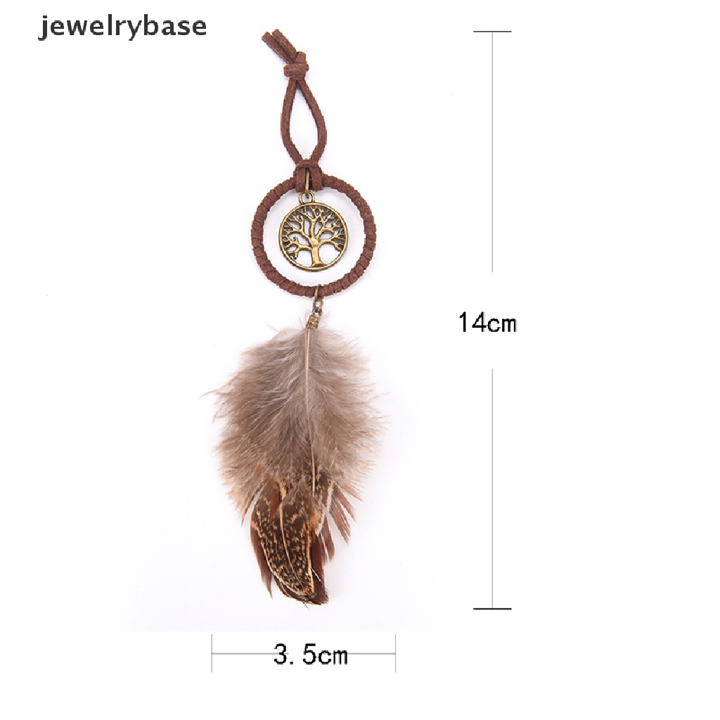 (jewelrybase) Gantungan Kunci Dream Catcher Mini Aksen Bulu Untuk Dekorasi Dinding / Mobil