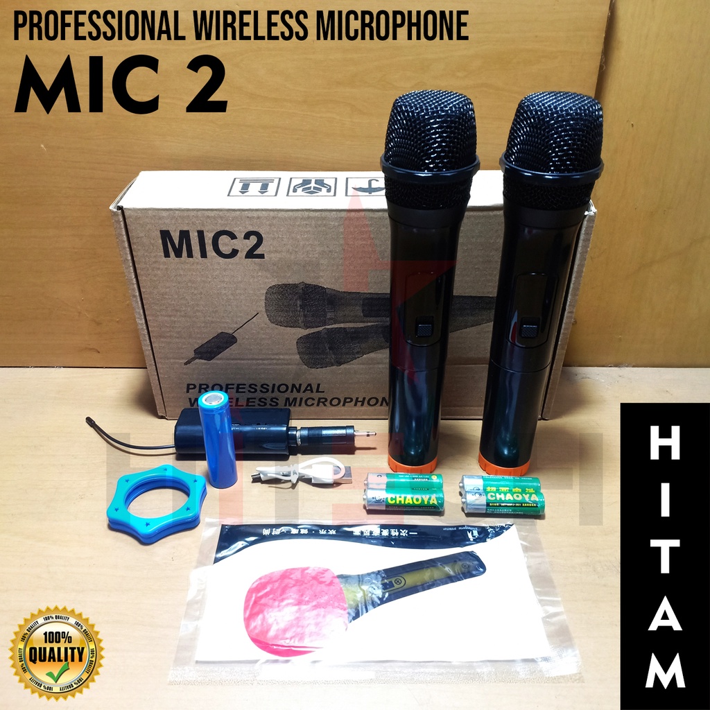 MIC2 Wireless Microphone Dual Karaoke Mic with Receiver System BLACK