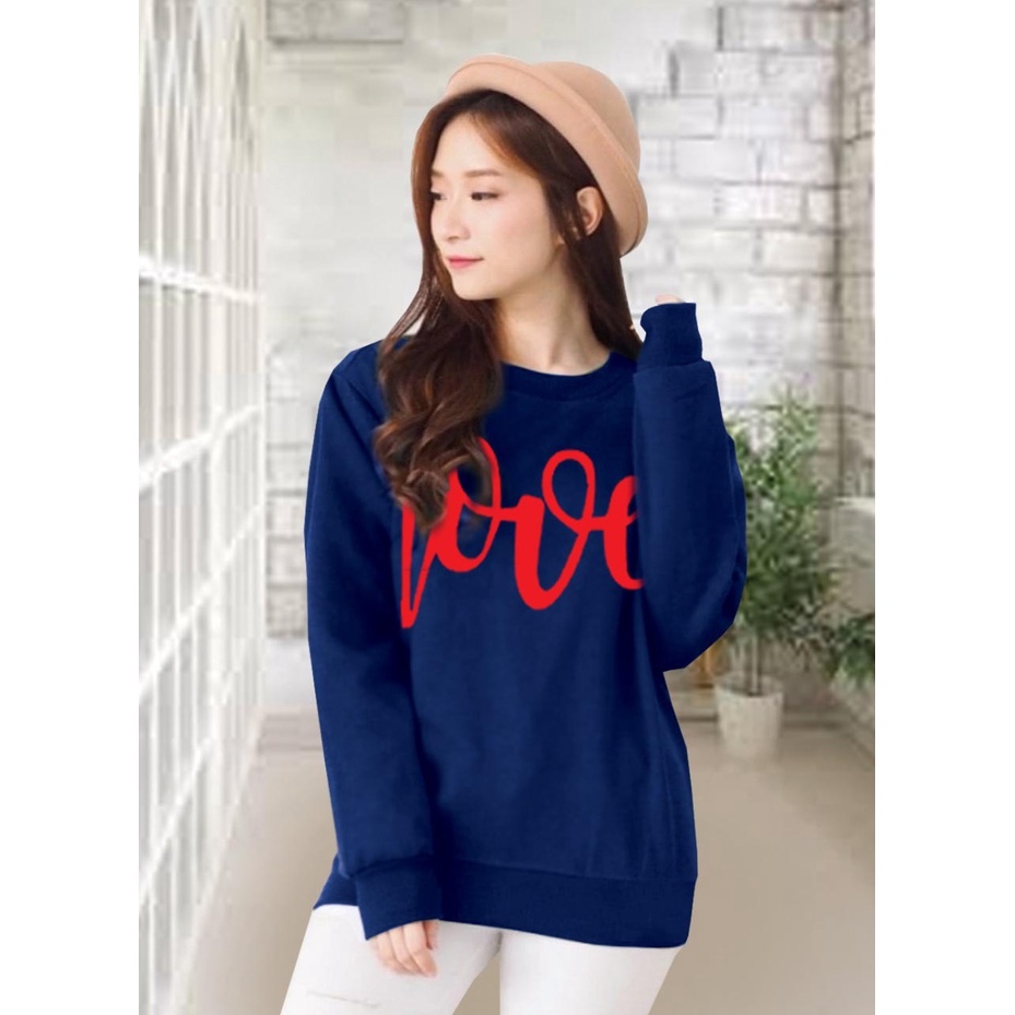 Kaos Lengan Panjang LOVE BARU / Kaos Sweatshirt / Atasan Wanita / Atasan Wanita Lengan Panjang