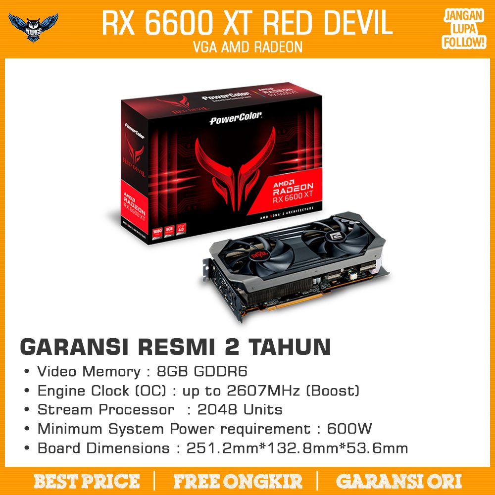 VGA Powercolor RX 6600 XT 8GB DDR6 Red Devil AMD Radeon 6600XT