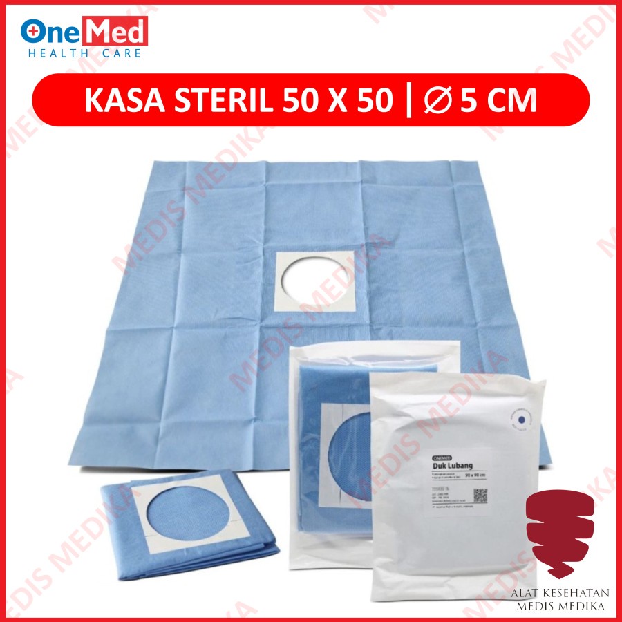 Duk Sterile 25X30 50X50  D5 90X90 D7 100X100 D8 Onemed Lubang 5cm 7cm 8cm p3k Bolong Steril Disposable Kain Operasi  25 x 30 cm  50 x 50 cm 90 x 90 cm 100 x 100 cm