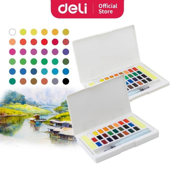 

[COD] Deli Watercolor Paint / Cat Air Padat 24/36 Warna Kemasan Kotak 73889 MURAH Kode 1308