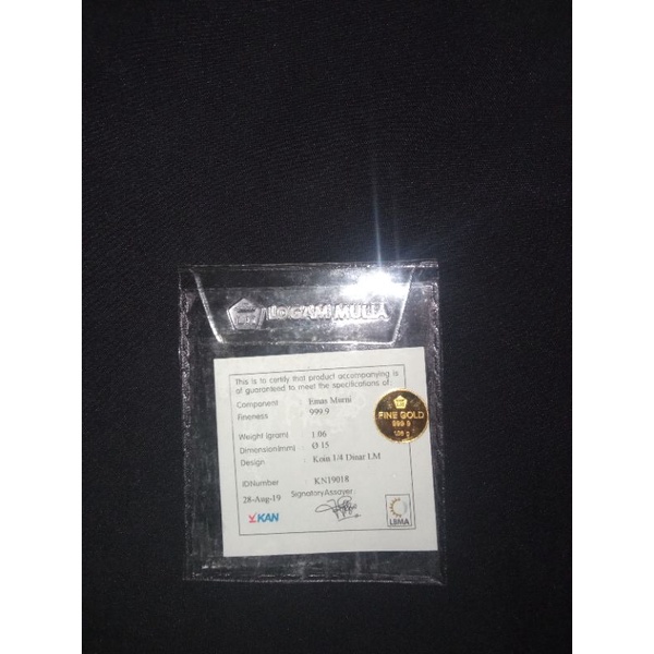 koin 1/4 dinar antam 24 karat fine gold