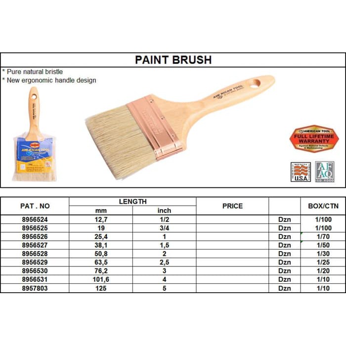 

Kuas Cat Paint Brush uk 38.1 mm - American Tool