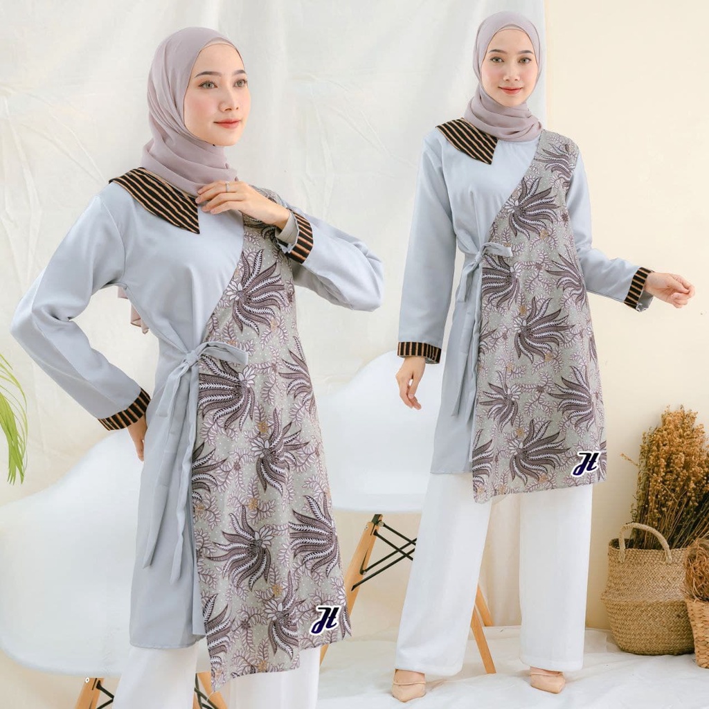 Tunik Batik Mosscrepe Seragam Kantor Baju Kerja Formal Elegan Kondangan Terbaru Motif Unik Cantik