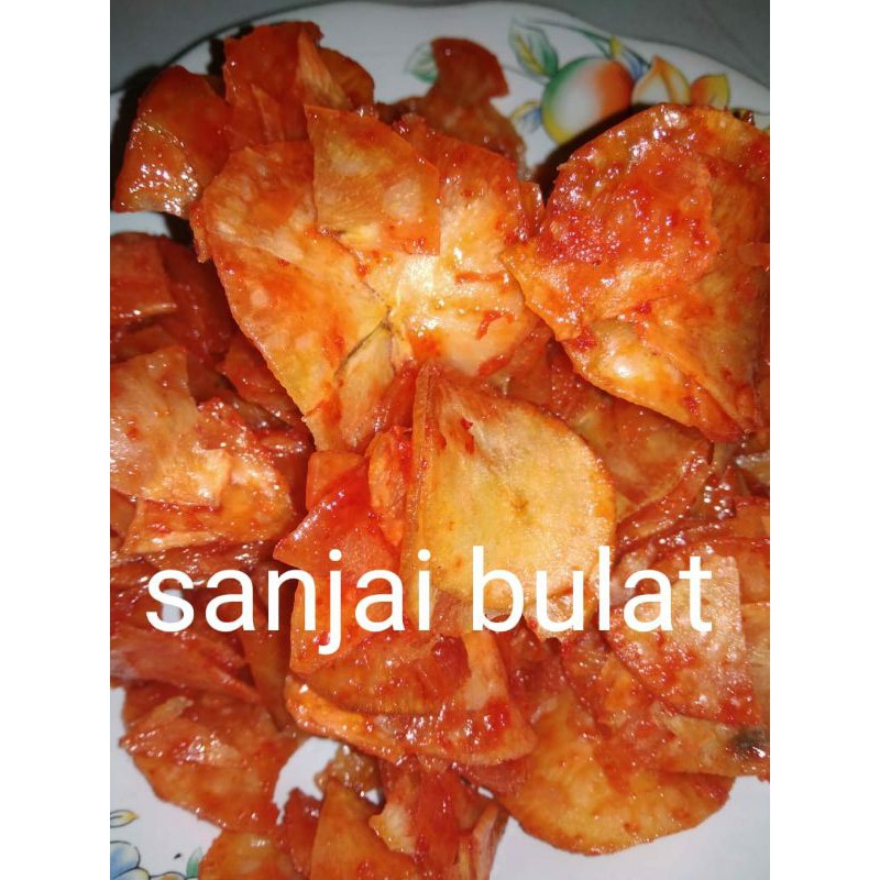 

kripik keripik Sanjay bulat singkong balado sanjai khas minang padang