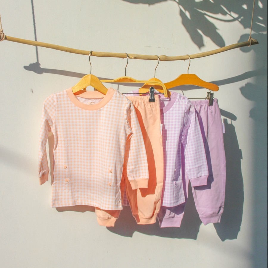 Makassar ! New Boogybaby Gingham Setelan Oblong Panjang ( 2 Pcs )