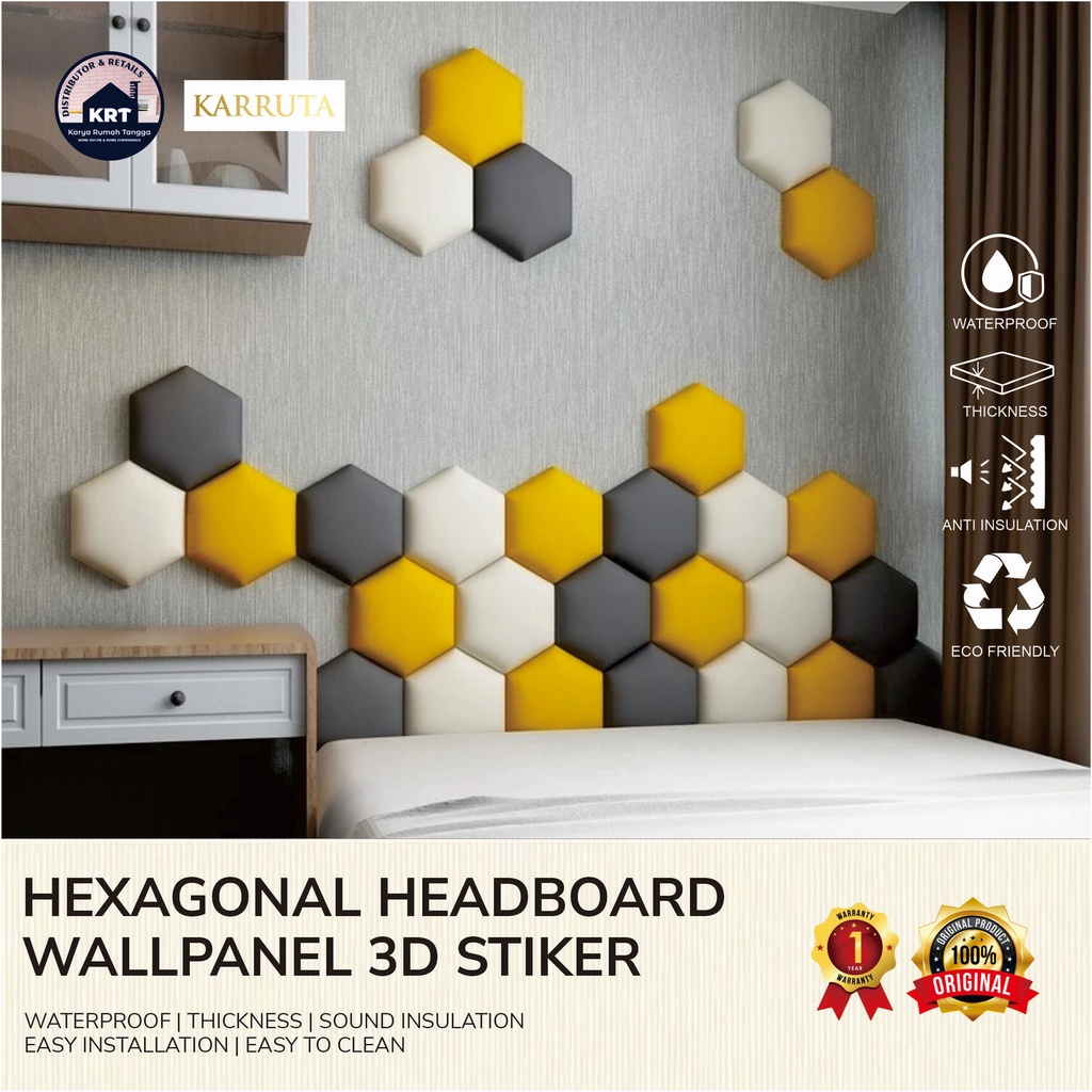 KARRUTA - Headboard Pure Oscar | Model Hexagonal - Headboard Kasur tempel 3D Peredam Suara