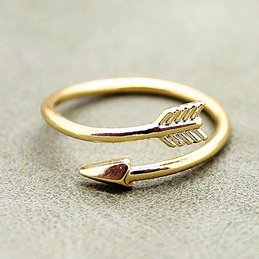 Hu Hu Hu Hu Hu Alat Bantu Pasang Kacamata♡ Cincin Model Terbuka Desain Anak Panah Warna Goldsilver Adjustable Untuk Wanita