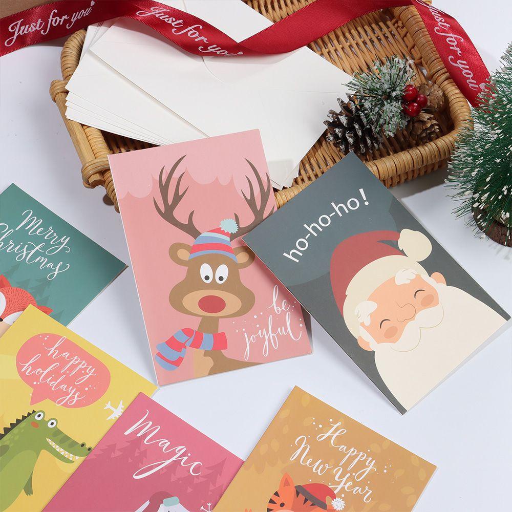 Solighter 6Pcs Kartu Merry Chritmas Kartu Pos Mini Party Tahun Baru