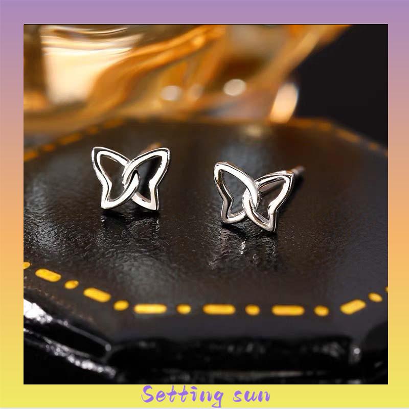 S925 Silver Stud Earrings untuk Siswa Perempuan Anting Desain Kecil Serbaguna Sederhana TN