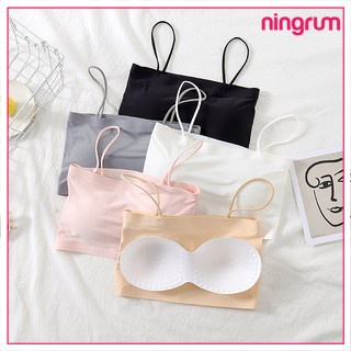 Ningrum Pakaian Dalam Bra Wanita BH Wanita Kemben Ice Silk Tali Tanpa Kawat Crop Top Gaya Korea Bh Seamless - 2005