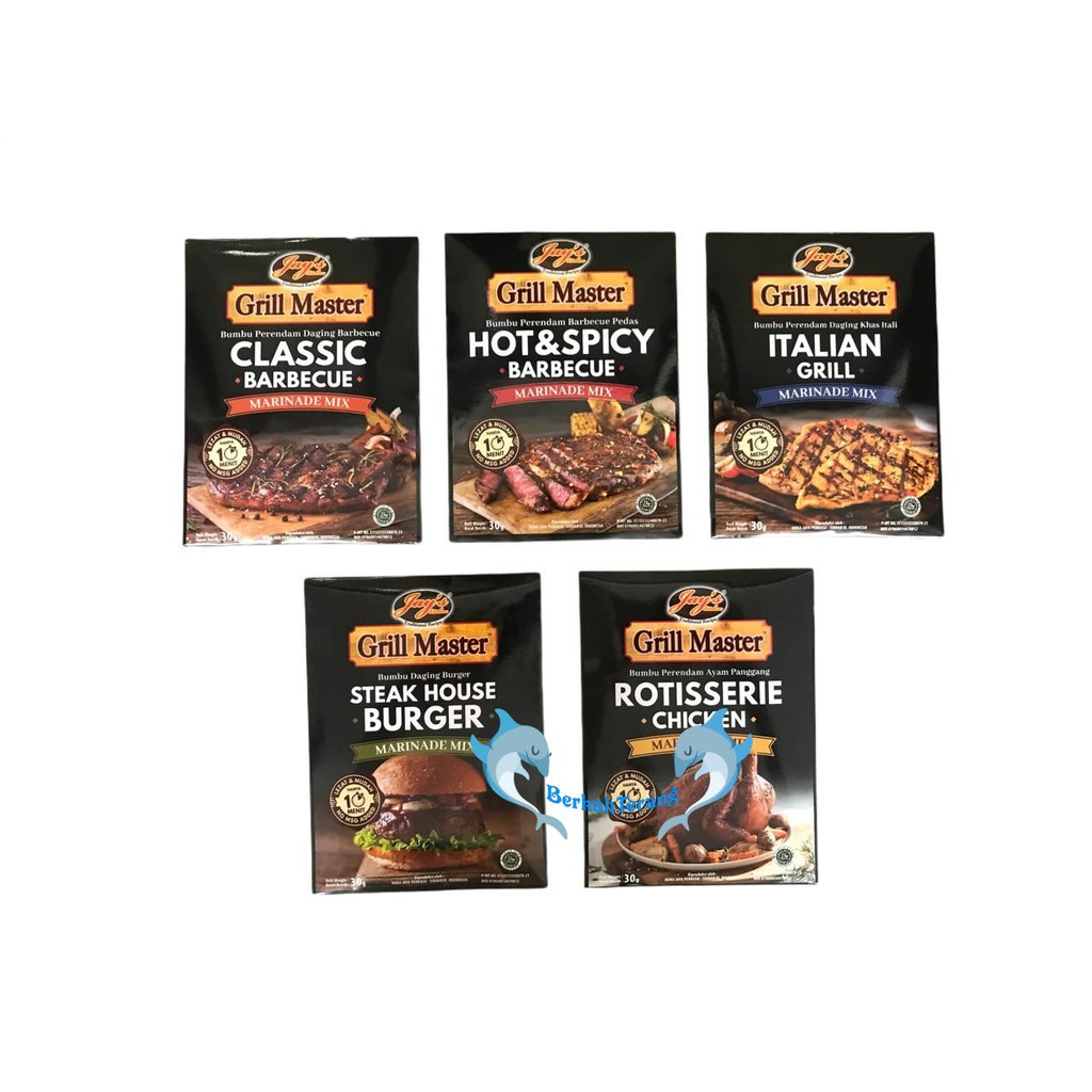 

Jay's / Jays Grill Master marinade mix / Rotisserie Chicken / Classic Barbecue / Hot Spicy Barbeque bbq / Classic Bbq / Italian grill / Steak Burger