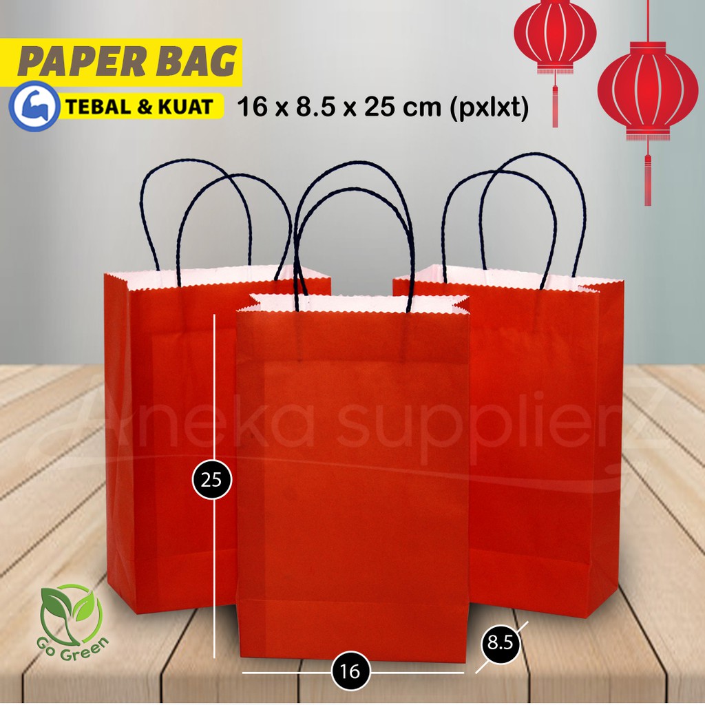 

Paper Bag Merah - Paper Bag Imlek - Paper Bag Natal M1 - 16x8.5x25 cm (20pc)