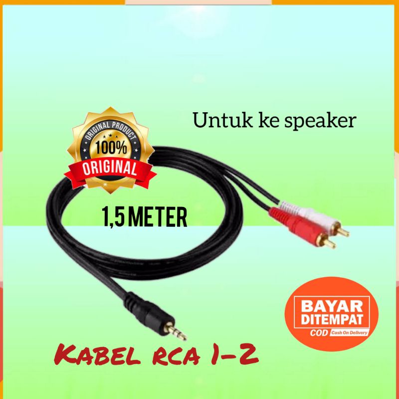 KABEL RCA 1-2 JACK 3.5MM AUDIO AUX UNTUK KE SPEAKER SPEKER ORIGINAL UNTUK HP KE SPEAKER SPEAKER