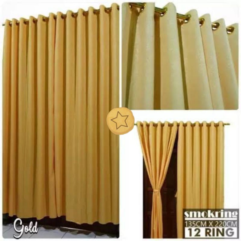 Gorden Smokering/ukuran 130 x 220cm /Gorden polos /Gorden cantik