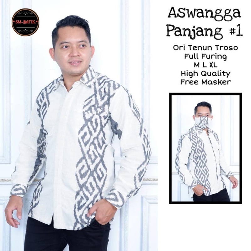 ASWANGGA 1 Kemeja Baju Batik Atasan Pria FULL FURING Solo Lengan Panjang KATUN HALUS ORI TENUN TROSO