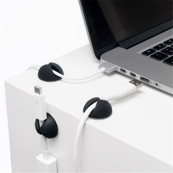 5pcs Klip Holder Kabel Usb / Charger / Headphone / Mouse Bahan Silikon Untuk Meja