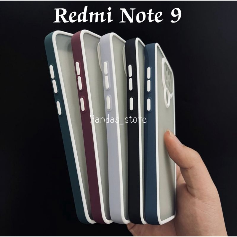 Pro Hybird Redmi Note 9 Softcase Halus dan Elegan / Pinggiran Garis Putih Keren (Pandas)