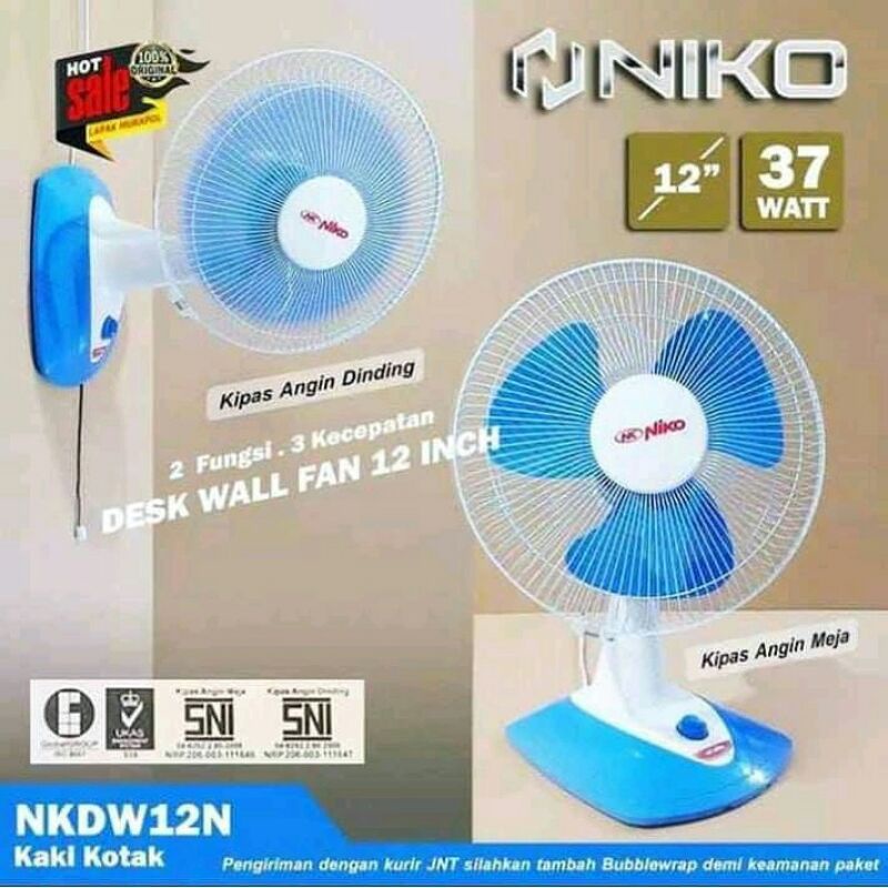 KIPAS ANGIN NIKO NKDW12N Multifungsi bisa duduk dan dinding 12&quot;/goshop brilliant store Kalijaga raya