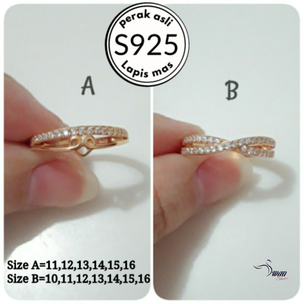 Cincin mata crystal Perak Asli 925 Lapis Emas kuning ANTI KARAT KWALITAS IMPORT