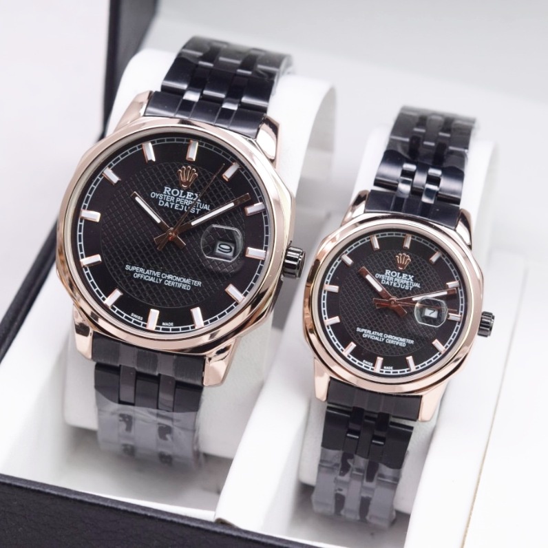 DISKON TERLARIS  Jam Tangan Fashion Couple ROLEX H051B Tanggal Aktif Free Box Ori & Batrai ( BISA