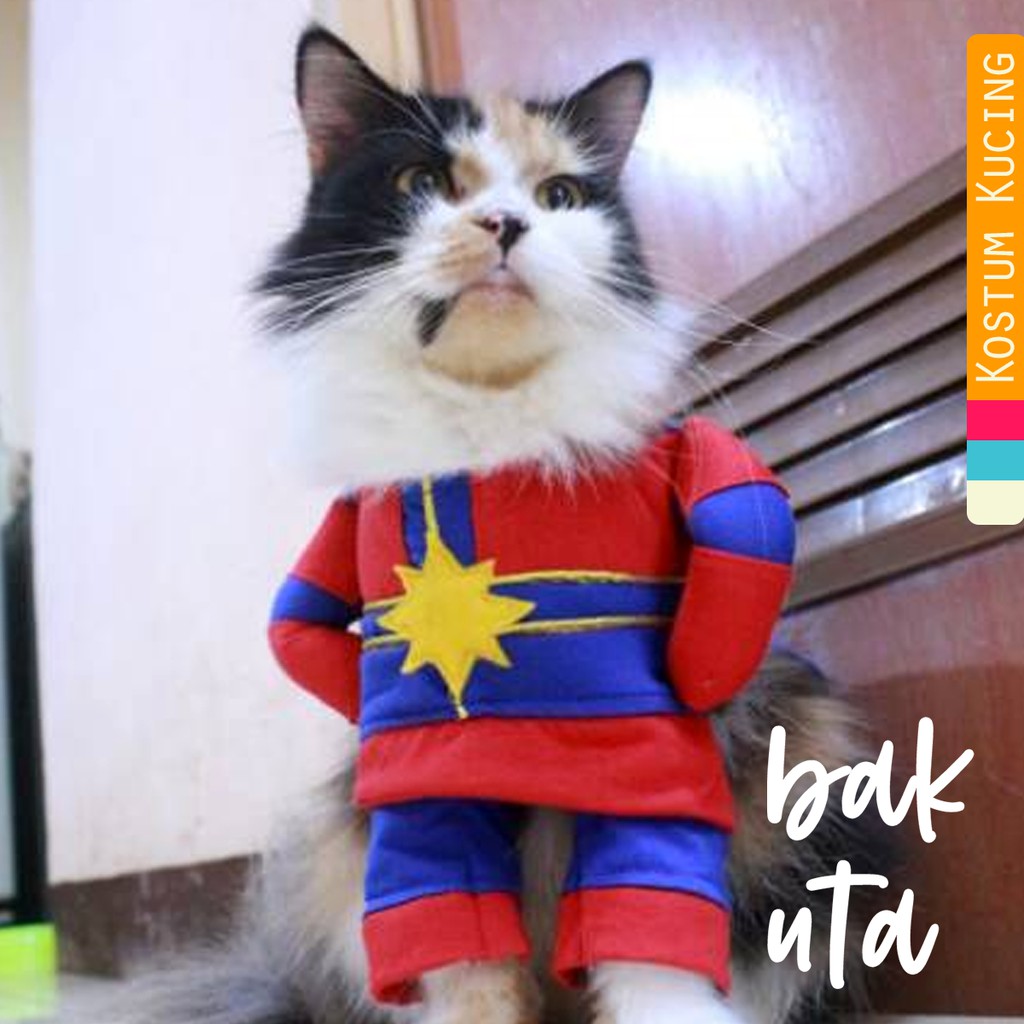 Kostum kapten marvel final untuk kucing dan anjing / baju kucing murah size S M L XL