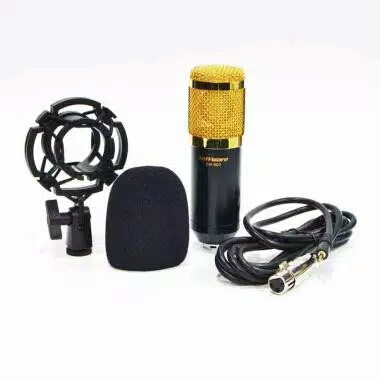 Microphone Studio Gold Professional Pro Condenser Paket Recording Full Set Original Taffware BM-800