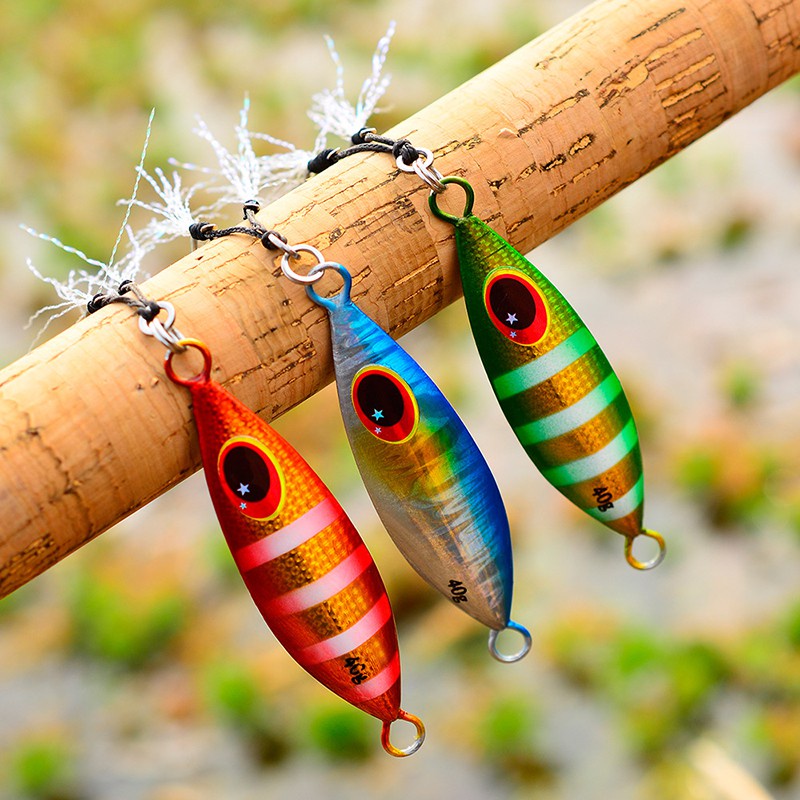 1Pcs 10-60g Metal Slow Jig 10Colors Heavy Sinking Minnow 3D Eyes Laser Fishing Bait 5-8.5cm Fishing Trolling Lure