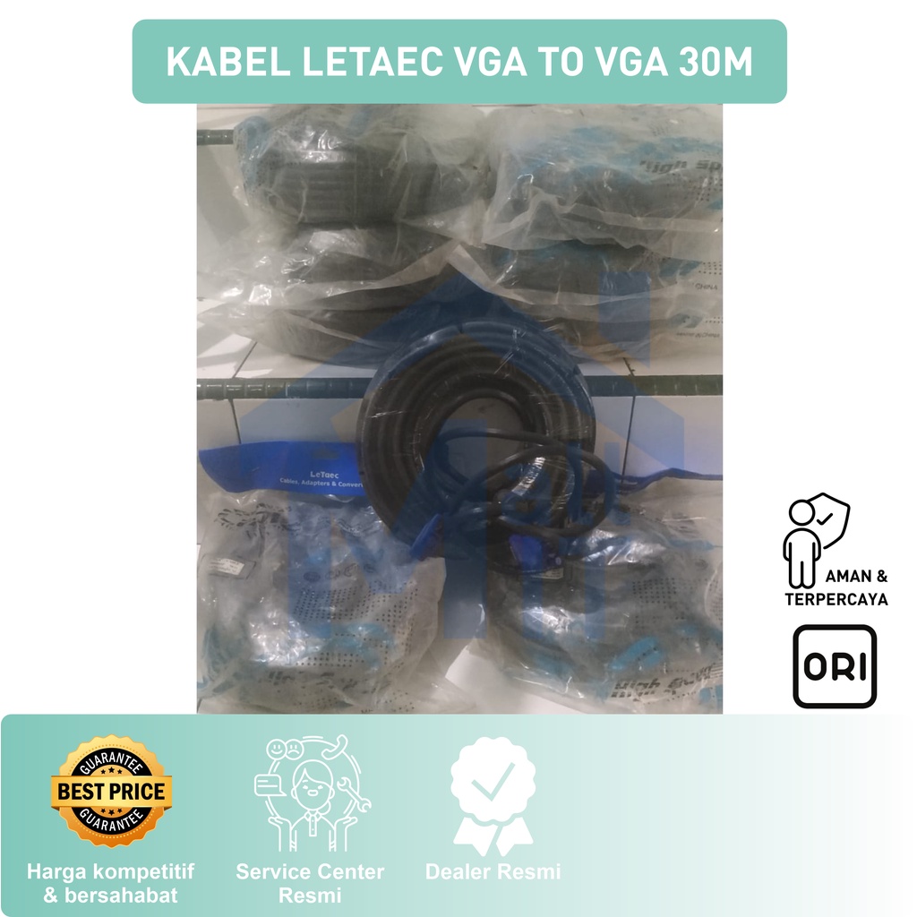 ( Bisa Cod ) MDN LeTaec Kabel VGA to VGA 30m High Quality Kabel Engineering