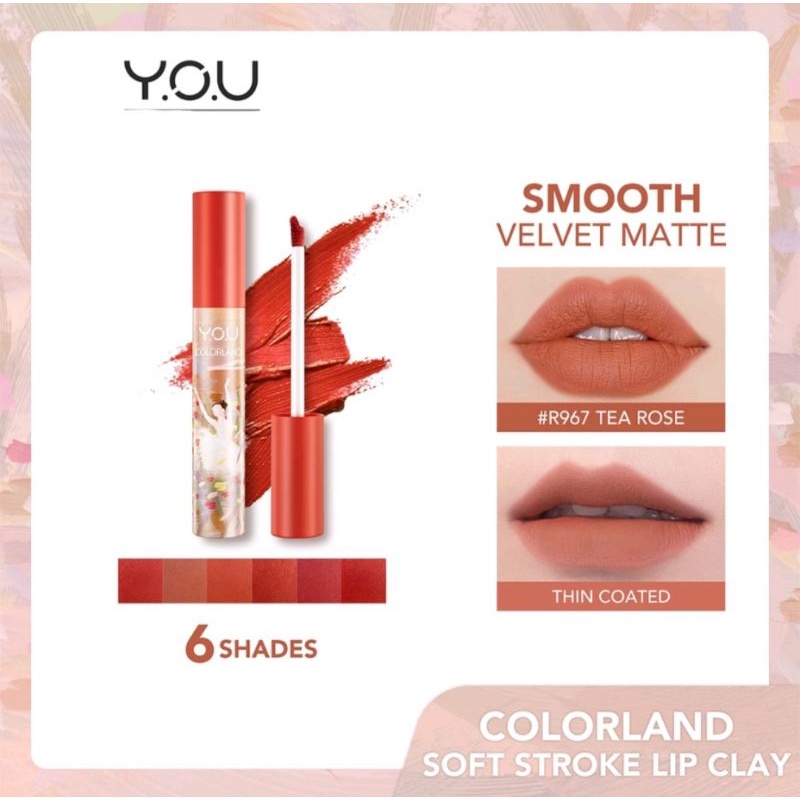 Y.O.U COLORLAND SOFT STROKE LIP CLAY | LIP CREAM COLORLAND | LIP MATTE COLORLAND | LIPSTICK BY YOU M